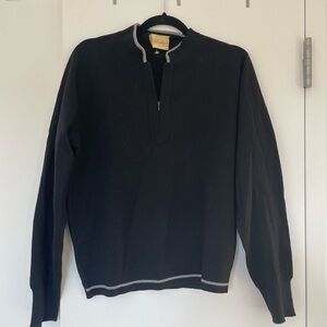 Sant Andrea Black quarter zip Sweater with Gray Trim